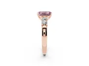 Emerald Cut Five Stone Engagement Ring Setting for a Fancy Pink Lab-Grown Diamond | Rose Gold