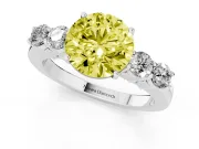 Round Close Set Five Stone Engagement Ring Setting for a Fancy Yellow Lab-Grown Diamond | Platinum
