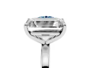Fancy Blue Round Cut and Emerald Cut Toi Moi Ring Set in Silver with Prong Setting