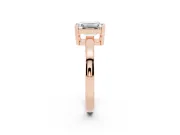 Emerald Cut Diamond Solitaire Ring Set in Rose gold with Prong Head and Smooth Polished Band