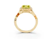 Asscher Cut Leaf Halo Engagement Ring Setting for a Fancy Yellow Lab-Grown Diamond | Yellow Gold