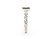 Emerald Cut Side Stone Engagement Ring Setting for a Fancy Green Lab-Grown Diamond | Scalloped Prong Accents | Rose Gold