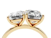 Radiant Cut and Emerald Cut Toi Moi Ring Set in Yellow gold with Prong Setting
