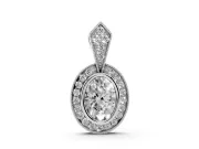 Oval Lab-Grown Diamond Bezel Pavé Halo Pendant Necklace | Milgrain Kite Bail | Sterling Silver