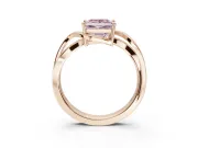 Princess Cut Bypass Solitaire Engagement Ring Setting for a Fancy Pink Lab-Grown Diamond | Pavé Strands | Rose Gold