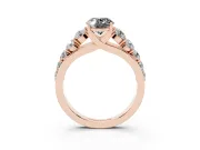 Oval Graduated Side Stone Engagement Ring Setting for a Black Center | Flat Top Band | Rose Gold
