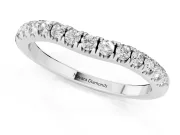 Round Lab-Grown Diamond Arched Curved Pavé Wedding Band | Shared Prongs | Sterling Silver