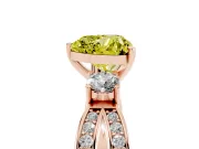 Fancy Yellow Three-Stone Heart Cut Diamond Twist Band Ring Set in Rose gold with Pavé Accents and Prong Setting
