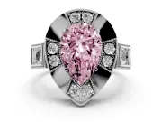 Fancy Pink Pear Cut Diamond Milgrain Halo Ring Set in White gold with Split Shank