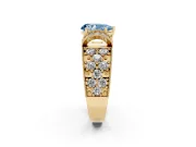 Pear-Shaped Vintage Pave Engagement Ring Setting for a Fancy Blue Lab-Grown Diamond | Milgrain Edges | Yellow Gold