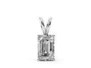 Emerald Cut Lab-Grown Diamond Solitaire Pendant Necklace | Corner Claw Prongs | Sterling Silver