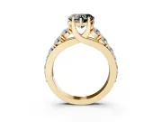 Heart-Shaped Engagement Ring Setting for a Black Center | Yellow Gold