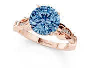 Round Vine Engagement Ring Setting for a Fancy Blue Lab-Grown Diamond | Rose Gold