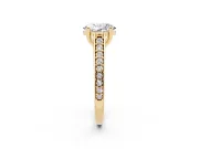 Oval Graduated Pave Cathedral Solitaire Engagement Ring Setting | Scroll Cut-Outs | Yellow Gold