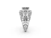 Radiant Cut Art Deco Graduated Engagement Ring Setting for a Black Center | Sterling Silver