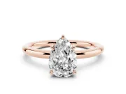 Pear-Shaped Hidden Halo Engagement Ring Setting | Thin Plain Band | Rose Gold