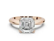 Princess Cut Tapered Solitaire Engagement Ring Setting | Double Claw Prongs | Rose Gold