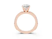 Princess Cut Diamond Solitaire Ring Set in Rose gold with Slim Pavé Band and Prong Setting