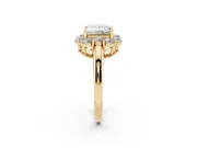 Princess Cut Milgrain Halo Engagement Ring Setting | Graduated Bezel Accents | Yellow Gold
