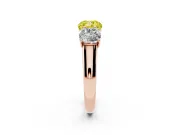 Cushion Cut Three Stone Engagement Ring Setting for a Fancy Yellow Lab-Grown Diamond | Basket Prong Heads | Rose Gold