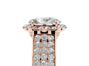 Oval Pavé Engagement Ring Setting | Wide Three-Row Band | Rose Gold