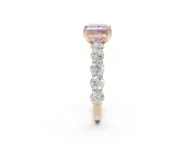 Princess Cut Side Stone Engagement Ring Setting for a Fancy Pink Lab-Grown Diamond | Scalloped Prong Accents | Rose Gold