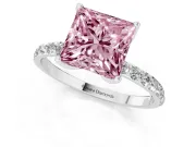 Princess Cut Pave Engagement Ring Setting for a Fancy Pink Lab-Grown Diamond | Slim Band | Platinum