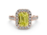 Emerald Cut Accented Halo Engagement Ring Setting for a Fancy Yellow Lab-Grown Diamond | Rose Gold