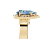 Pear-Shaped Halo Engagement Ring Setting for a Fancy Blue Lab-Grown Diamond | Pavé Panel Shoulders | Yellow Gold