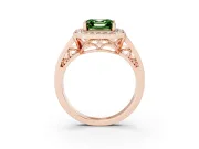 Asscher Cut Halo Engagement Ring Setting for a Fancy Green Lab-Grown Diamond | Channel-Set Split Shank | Rose Gold