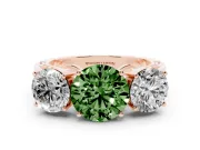 Round Engagement Ring Setting for a Fancy Green Lab-Grown Diamond | Three Stone | Rose Gold