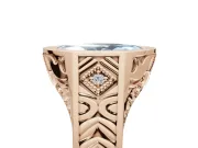 Marquise Vintage Bezel Engagement Ring Setting for a Fancy Blue Lab-Grown Diamond | Engraved Band | Rose Gold