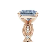 Radiant Cut Vintage Milgrain Engagement Ring Setting for a Fancy Blue Lab-Grown Diamond | Graduated Stations | Rose Gold