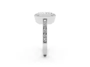 Radiant Cut Milgrain Halo Engagement Ring Setting | Pave Band | Sterling Silver