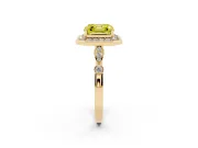 Asscher Cut Halo Engagement Ring Setting for a Fancy Yellow Lab-Grown Diamond | Bezel Station Shoulders | Yellow Gold