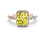 Radiant Cut Halo Pavé Engagement Ring Setting for a Fancy Yellow Lab-Grown Diamond | Rose Gold
