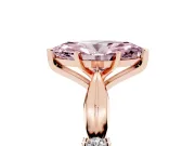 Fancy Pink Marquise Cut Diamond Solitaire Twisted Band Ring Set in Rose gold with Accent Stones and Prong Setting