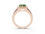 Heart-Shaped Pave Halo Engagement Ring Setting for a Fancy Green Lab-Grown Diamond | Pave Band | Rose Gold