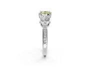 Cushion Cut Three Stone Engagement Ring Setting for a Fancy Yellow Lab-Grown Diamond | Tapered Pave Band | Platinum