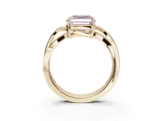 Asscher Cut Bypass Solitaire Engagement Ring Setting for a Fancy Pink Lab-Grown Diamond | Pavé Strands | Yellow Gold