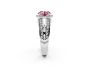 Round Halo Engagement Ring Setting for a Fancy Pink Lab-Grown Diamond | Two-Row Pave Split Shank | Sterling Silver