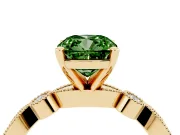 Cushion Cut Vintage Engagement Ring Setting for a Fancy Green Lab-Grown Diamond | Yellow Gold