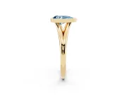 Fancy Blue Bezel Set Pear Cut Diamond Solitaire Ring Set in Yellow gold with Tapered Band
