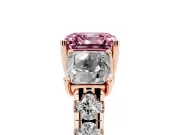 Asscher Cut Three Stone Engagement Ring Setting for a Fancy Pink Lab-Grown Diamond | Accented Shoulders | Rose Gold