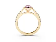 Emerald Cut Halo Pavé Engagement Ring Setting for a Fancy Pink Lab-Grown Diamond | Yellow Gold