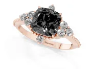 Cushion Cut Vintage Cluster Engagement Ring Setting for a Black Center | Beaded Edges | Rose Gold