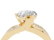 Heart-Shaped Graduated Channel Bypass Engagement Ring Setting | Split Shank | Yellow Gold
