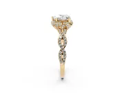 Heart-Shaped Milgrain Halo Engagement Ring Setting | Graduated Shoulders | Yellow Gold