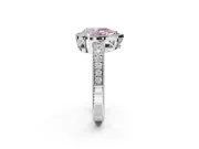 Pear-Shaped Vintage Milgrain Halo Engagement Ring Setting for a Fancy Pink Lab-Grown Diamond | Wide Pavé Band | Platinum