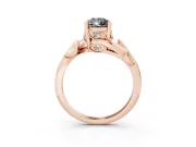 Pear-Shaped Twisted Bypass Engagement Ring Setting for a Black Center | Accented Leaves | Rose Gold